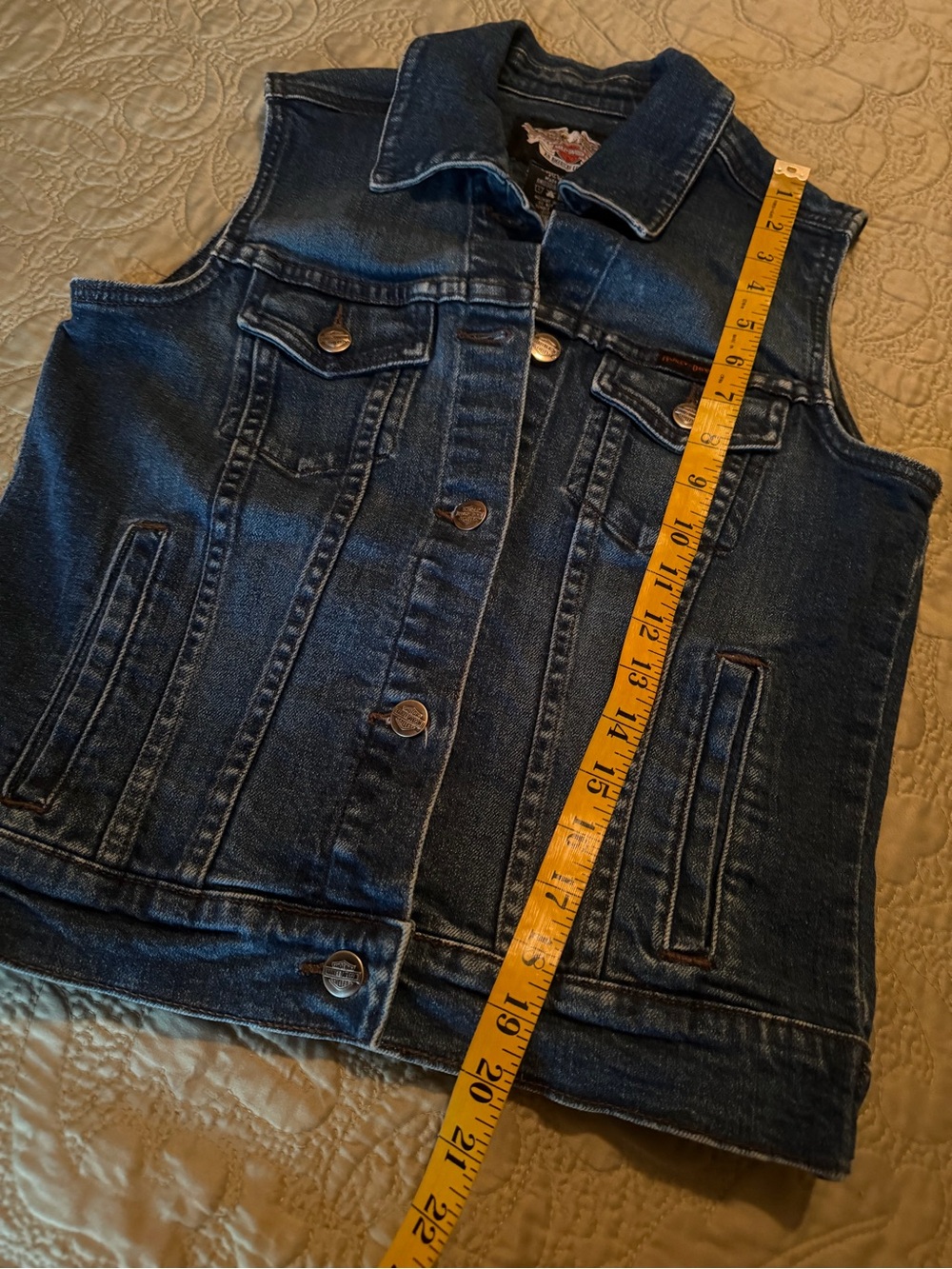 Harley-Davidson Denim Vest Moto Boho Y2K Biker Sturgis 2008 Embroidered Patch, M - Picture 15 of 16